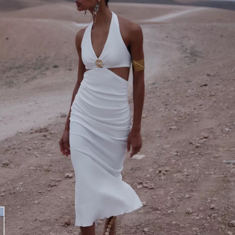 BEADED TEXTURED MIDI DRESS